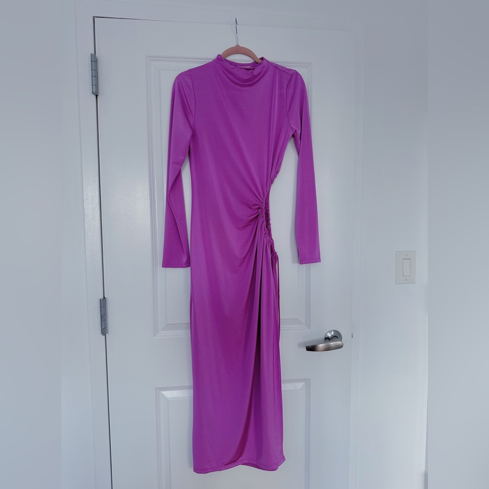 Purple Open Waist Stretch Maxi Dress